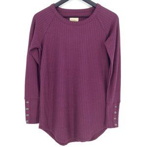 CHASER Waffle Knit & Button Cuff Shirttail Thermal